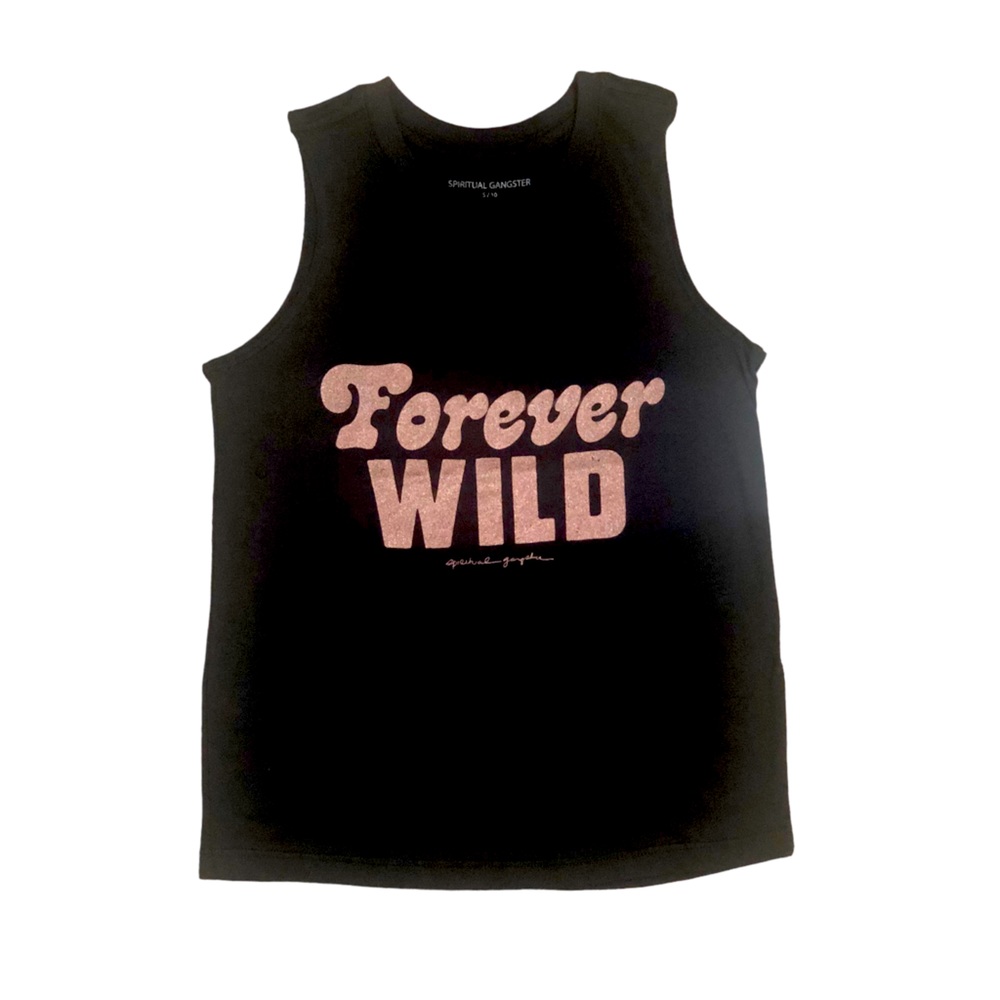 Spiritual Gangster Forever Wild Soft Black Rose Gold Tank Women’s Size Small NWT